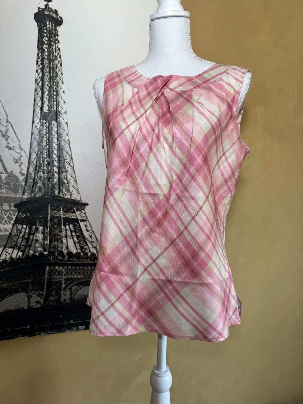 Talbots Pink Plaid Sleeveless Top